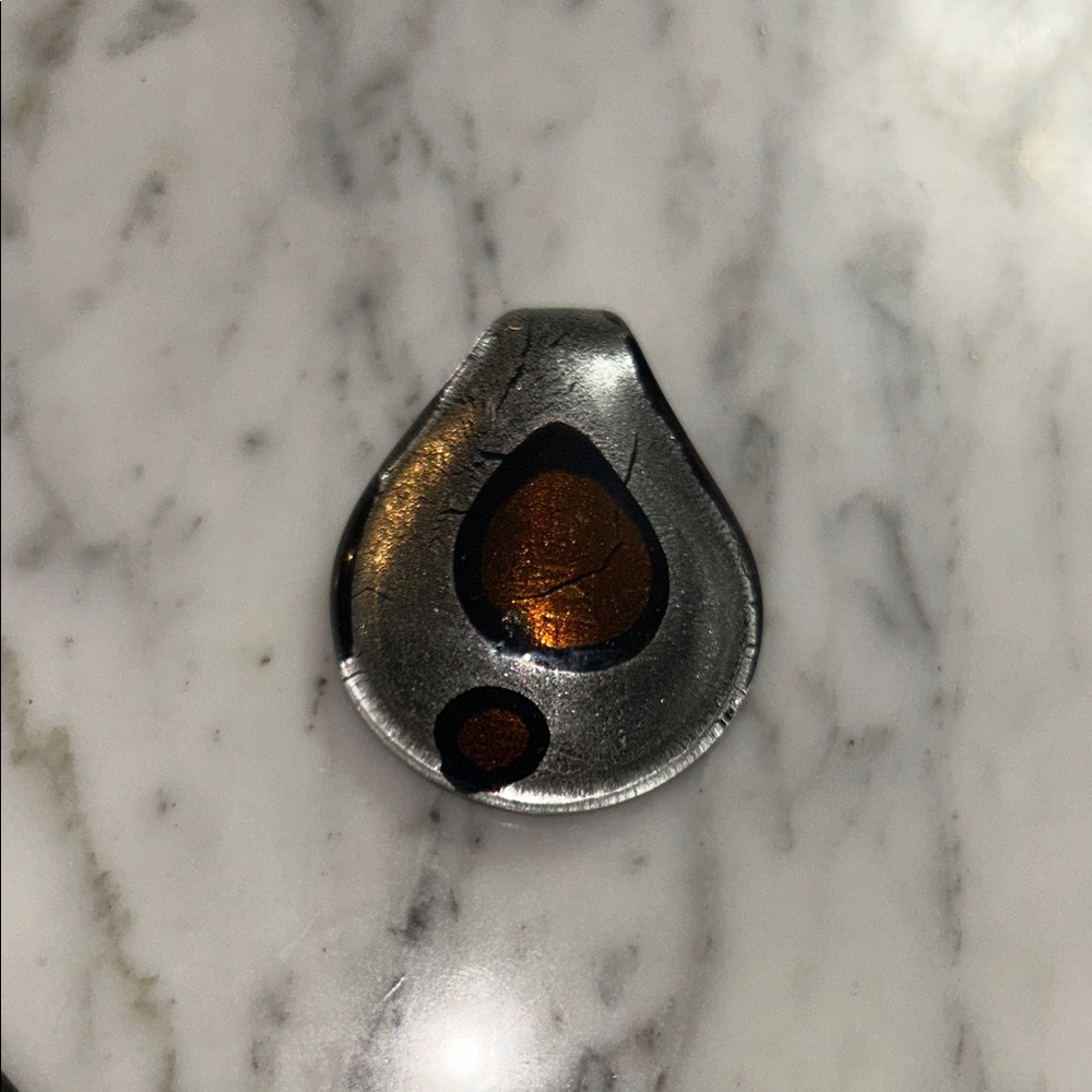 Silver and Bronze Teardrop Glass Pendant